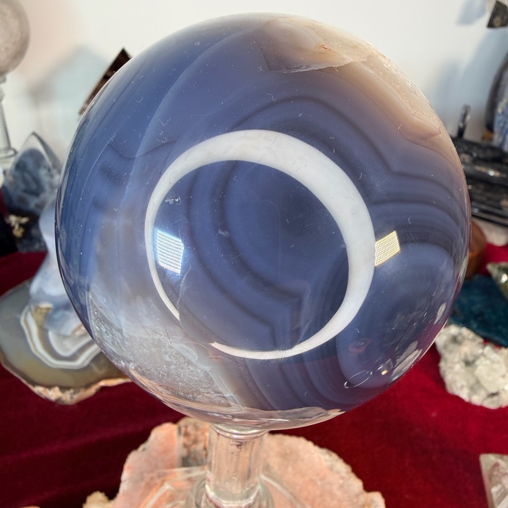 💜 Large Agate Quartz Druzy Sphere •Brazil • Sparkly Crystal • Banded Agate 4” - Picture 3 of 9